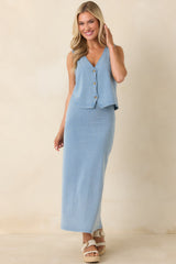 Z Supply Gail Ocean Air Indigo Cotton Jersey Midi Skirt