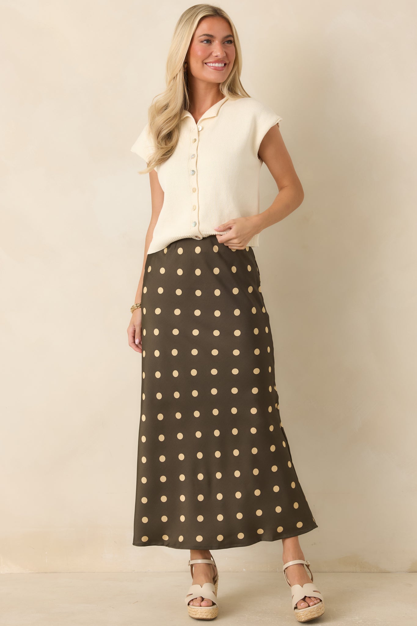 Let's Do This Ivory Sleeveless Button Front Top