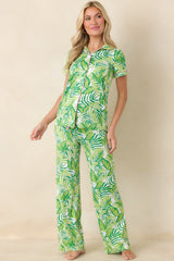 Leaf It to Me Green Leaf Print Drawstring Pajama Pants