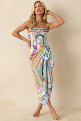 MINKPINK Elysia White Multi Tropical Tile Print Sarong