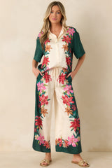 Z Supply Lani Kiwi Teal Multi Floral Button Up Top