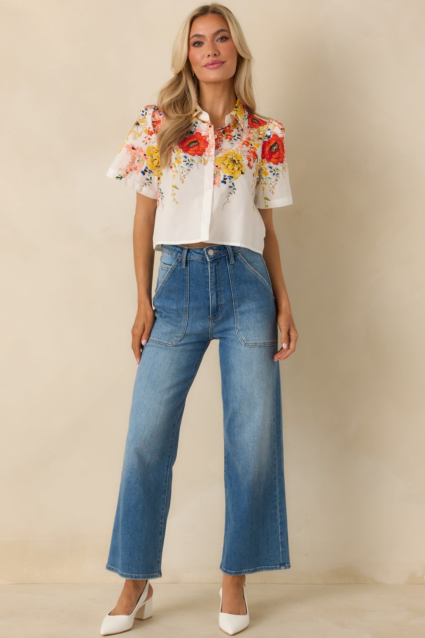 Tomorrow Will Come White Multi Cotton Floral Top