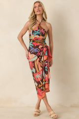 MINKPINK Isola Brown & Orange Multi Vintage Coastal Print Sarong