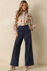See Eye To Eye Ivory Multi Floral Cotton Button Up Top