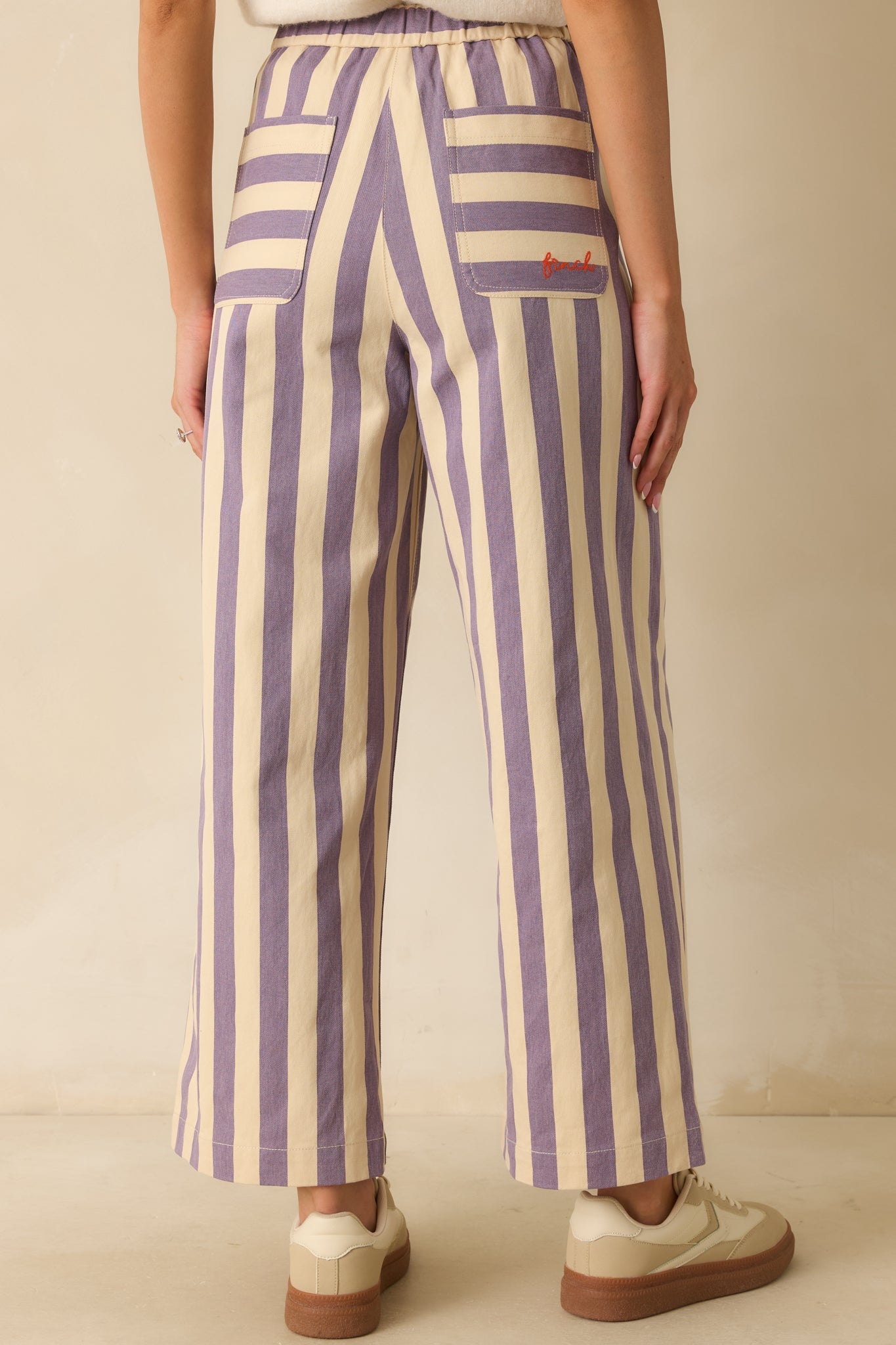 FRNCH Lilac Striped Wide Leg Austen Pants
