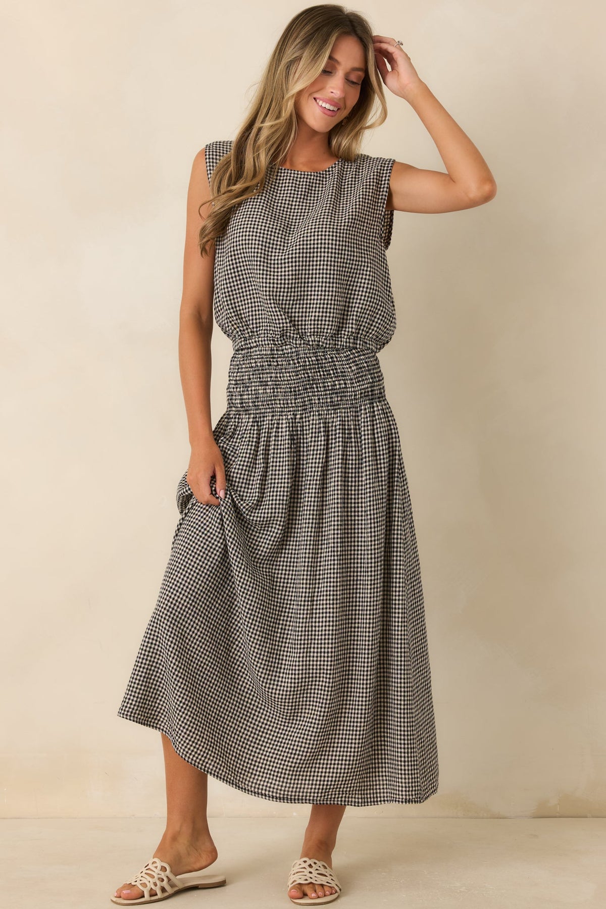 Z Supply Merit Black Gingham Linen Blend Cropped Top