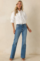 Like Second Nature Medium Wash Cotton Denim Flared Jeans