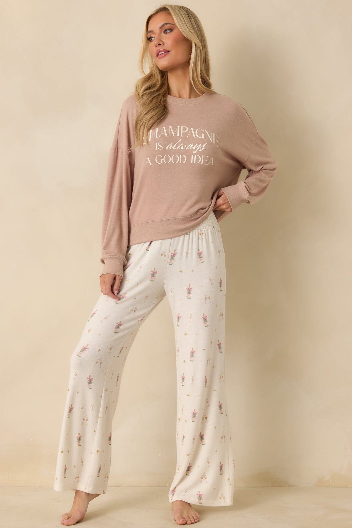 Z Supply Taupe Champagne Long Sleeve Top