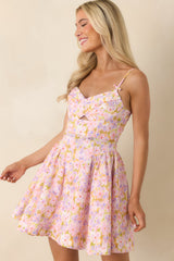 ASTR The Label Isha Pink Multi Floral Cotton Mini Dress