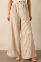 Something Simple Beige Stripe Wide Leg Pants