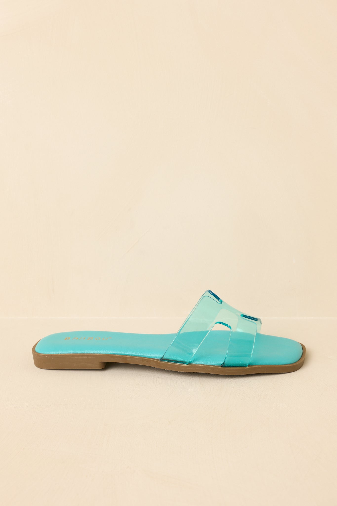 Clear the Way Teal Transparent Strap Slide Sandals