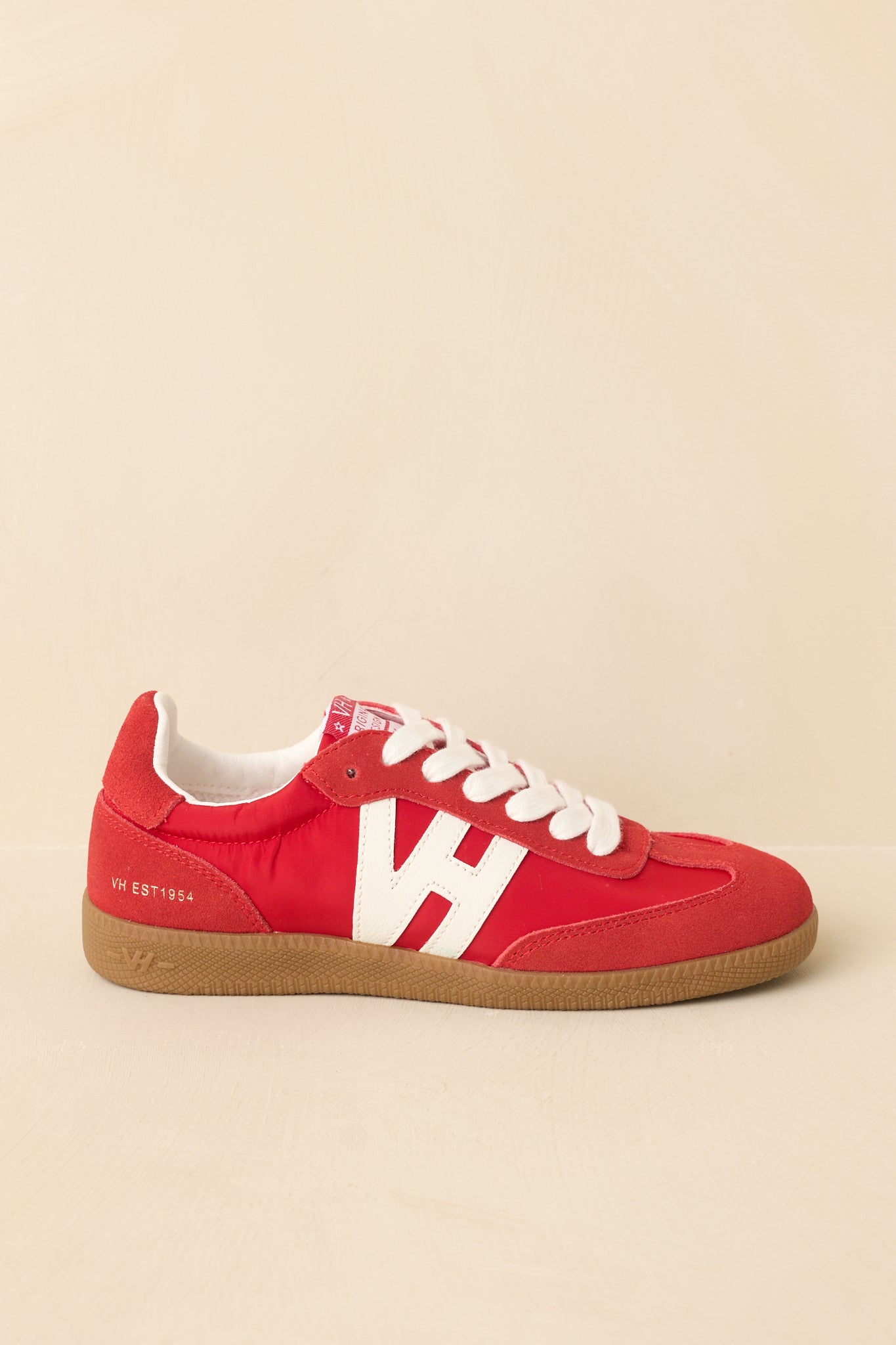 Vintage Havana Nadia Red Suede Lace-Up Sneakers