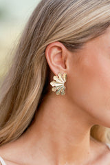 Just Another Day Gold Textured Fan Earrings