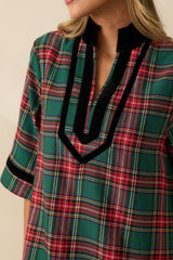 New Traditions Green Plaid Mini Dress