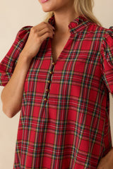 Wrapped in Cheer Red Plaid Mini Dress