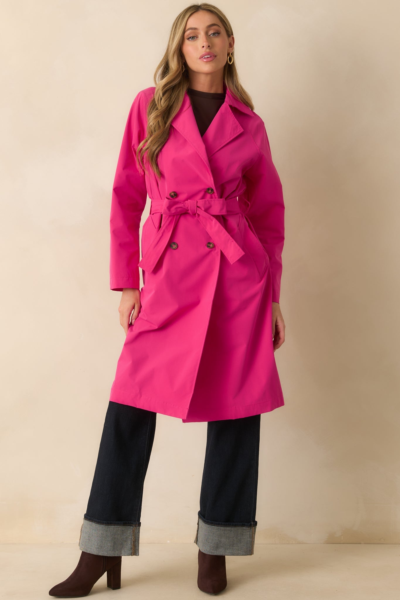 Walk It Out Magenta Trench Coat