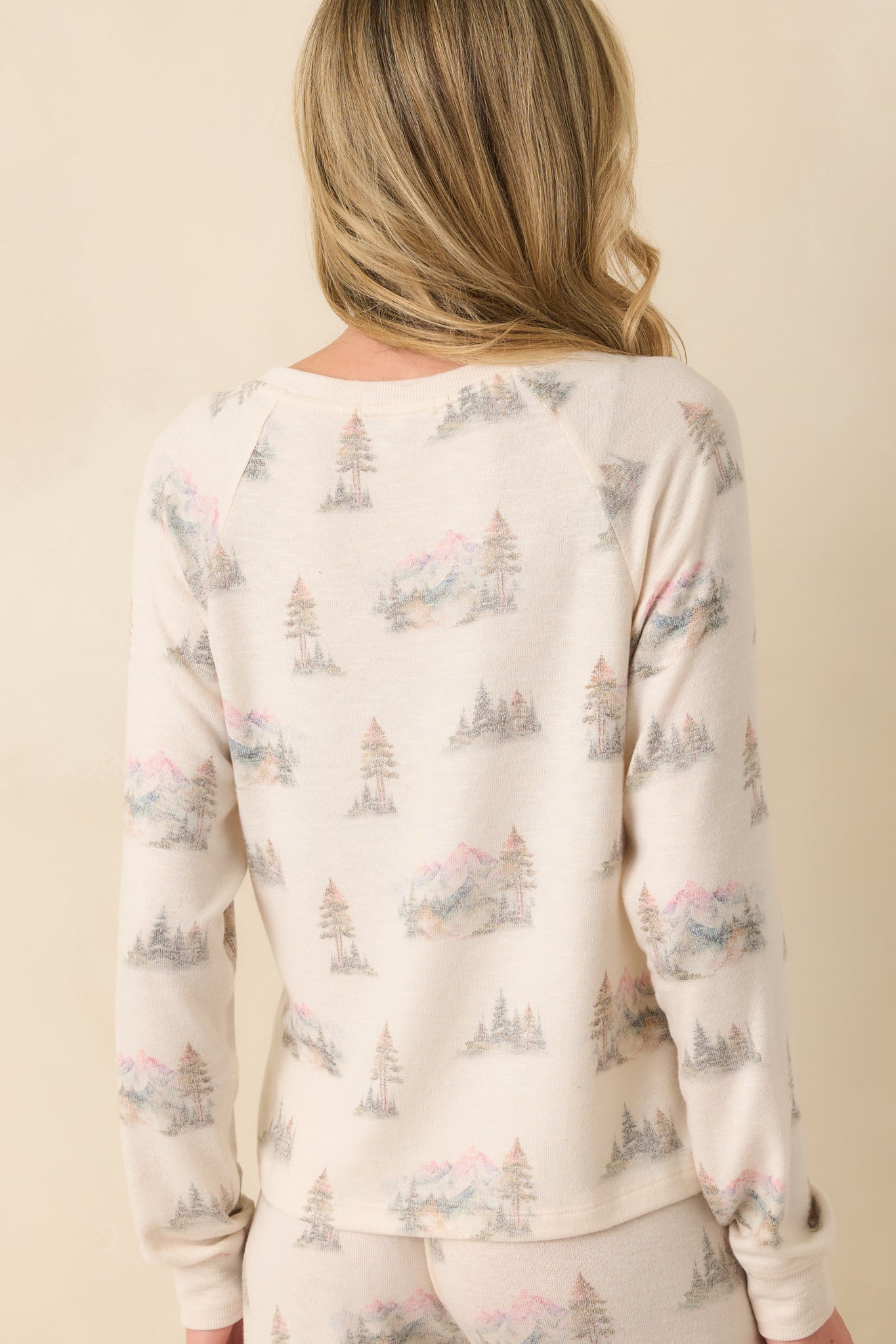Z Supply Ivory Multi Print Maggie Camp Long Sleeve Top