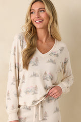 Z Supply Ivory Multi Print Maggie Camp Long Sleeve Top