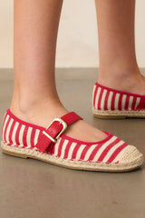 Slow Living Red Stripe Espadrille Mary Jane Flats