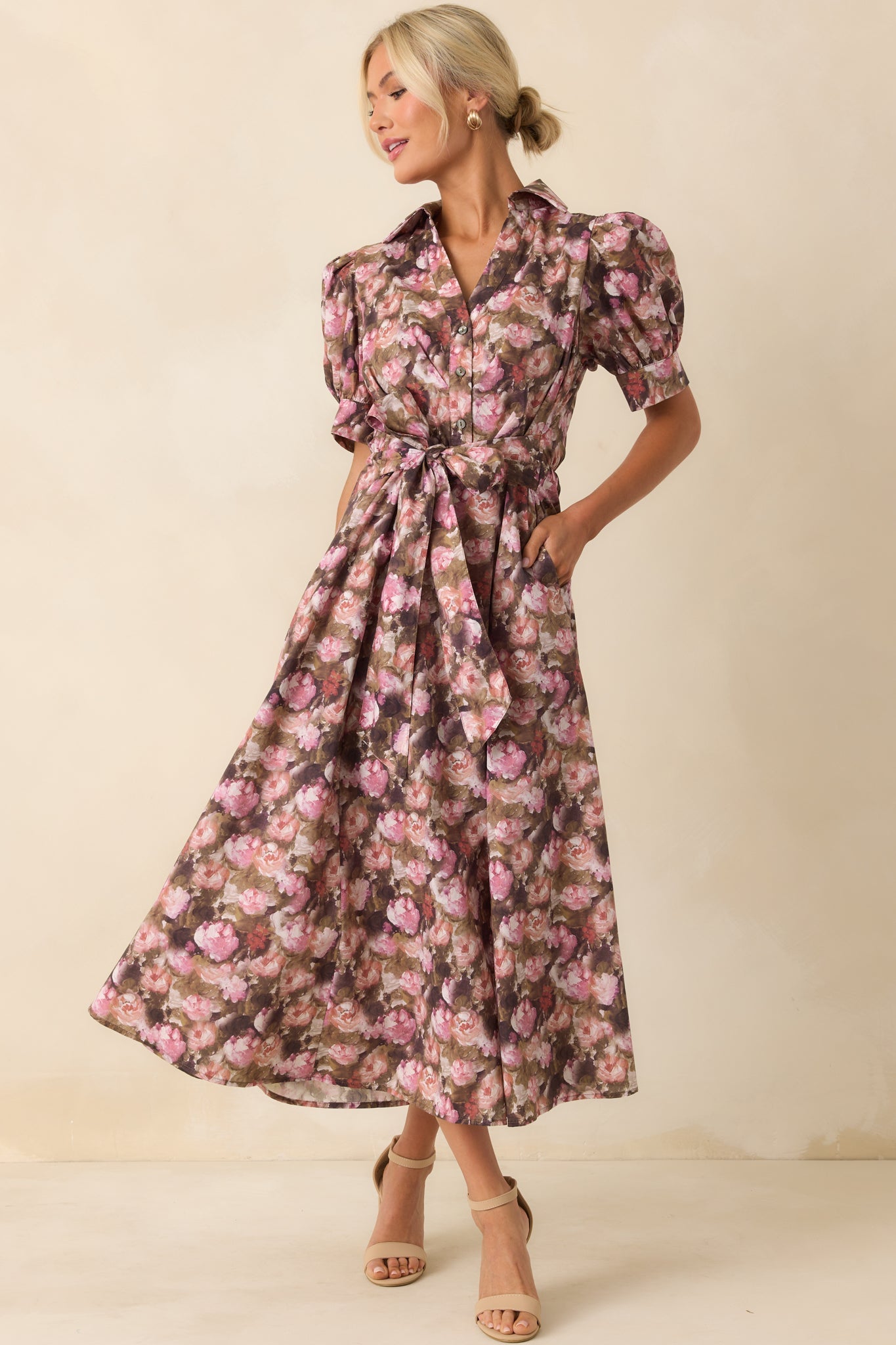 It All Worked Out Mauve Multi Floral Print Cotton Maxi Dress