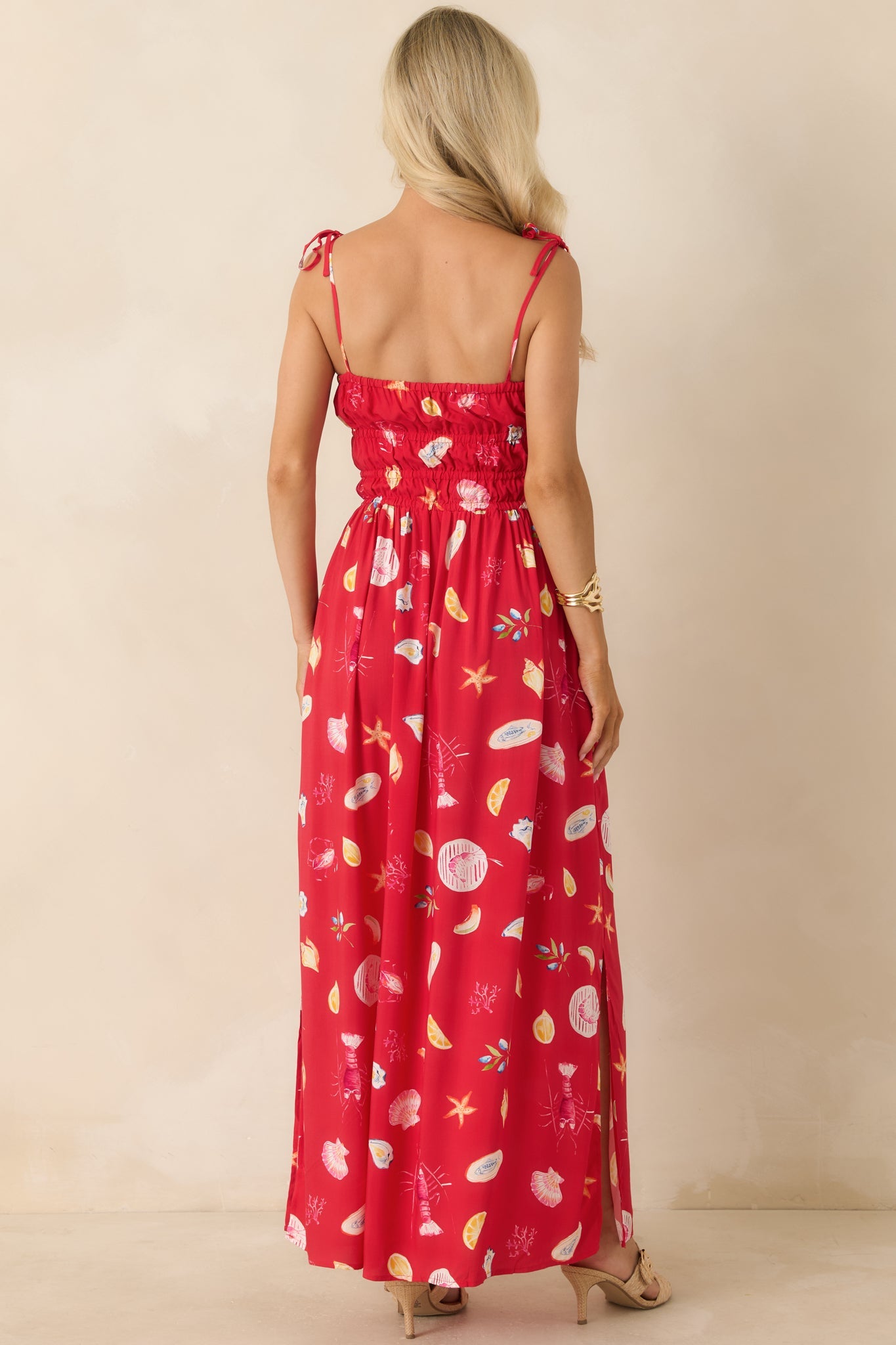 MINKPINK Sirena Red Multi Coastal Print Maxi Dress