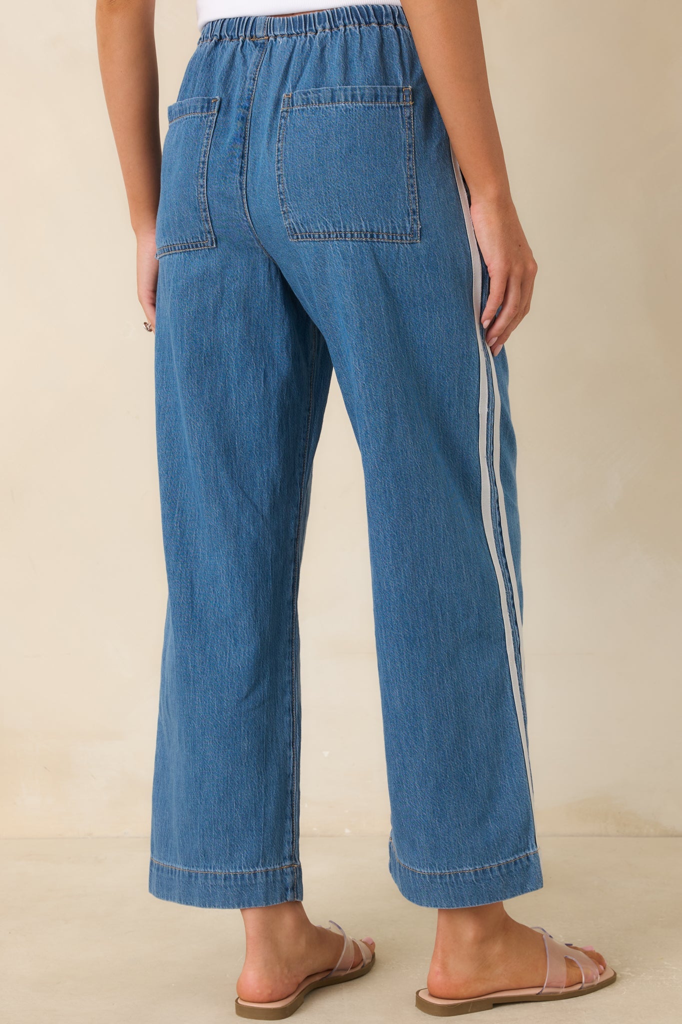 Z Supply The Sidelines Medium Wash Cotton Denim Track Pants