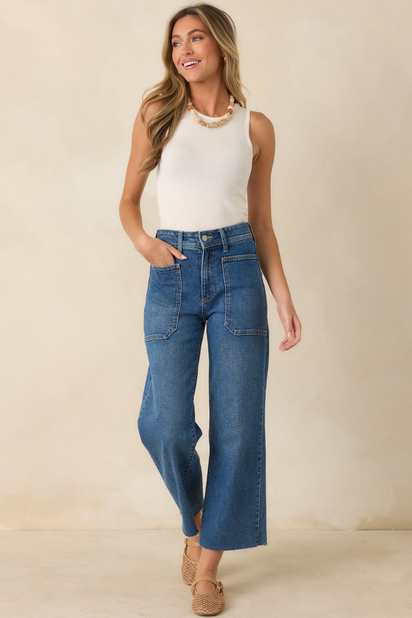 On Your Way Medium Wash Utility Jeans