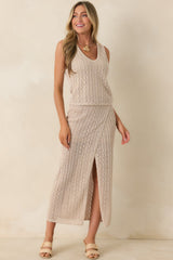Z Supply Glimmer Gold Metallic Pointelle Knit Midi Skirt