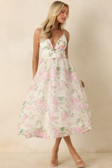 ASTR The Label Janna Ivory & Pink Floral Midi Dress