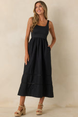 Z Supply Johanna Black Sleeveless Midi Dress
