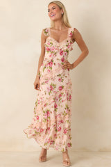 Yours Always Rose Pink Floral Lace & Ruffle Trim Midi Dress