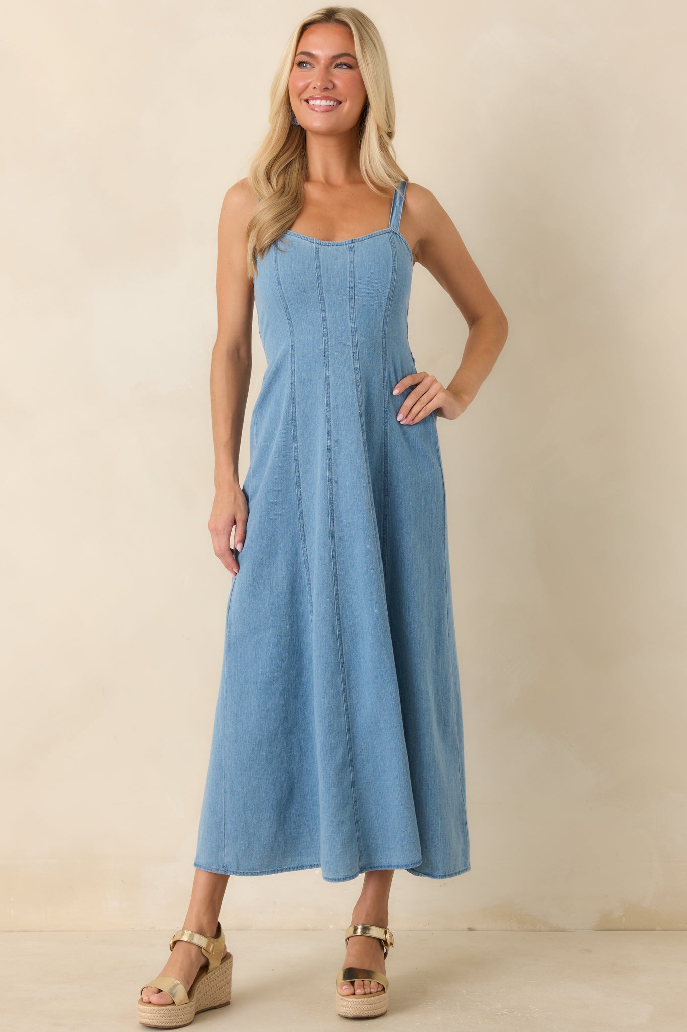 Z Supply Leonora Classic Indigo Denim Midi Dress