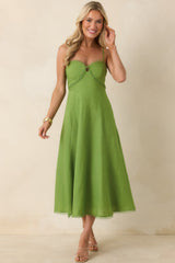 ASTR The Label Christie Green Linen Blend Midi Dress
