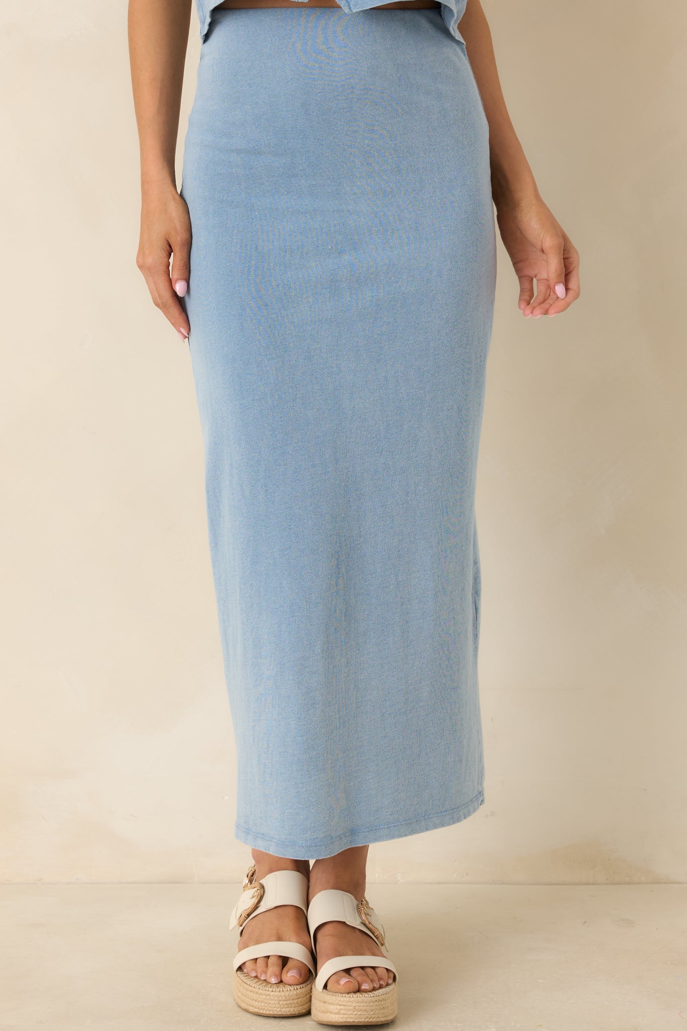 Z Supply Gail Ocean Air Indigo Cotton Jersey Midi Skirt