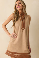 Once In A While Tan Faux Suede Mini Dress