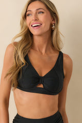 The Waves Are Calling Black Keyhole Cutout Bikini Top
