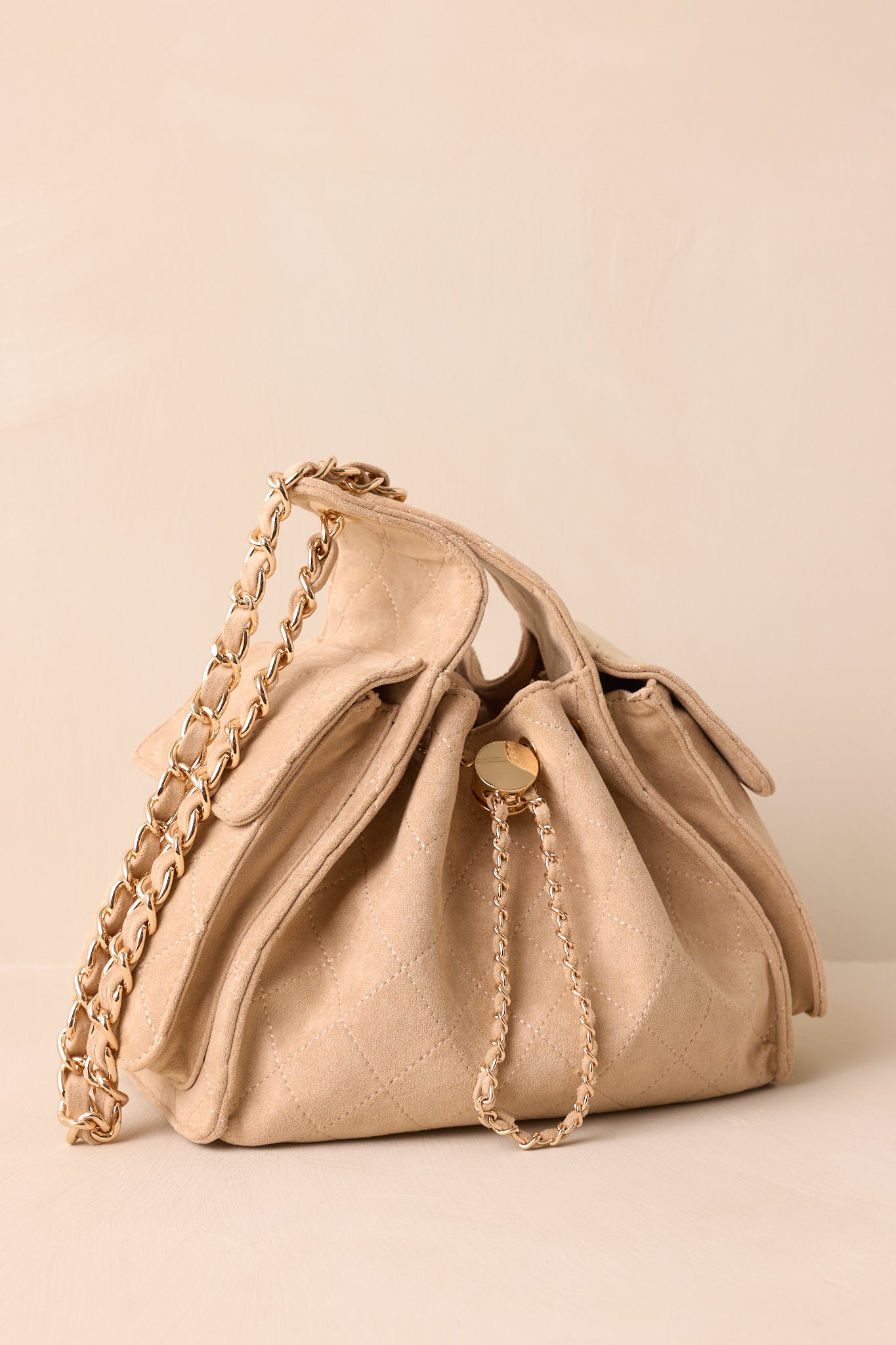 Promise Me Forever Taupe Quilted Faux Leather Purse