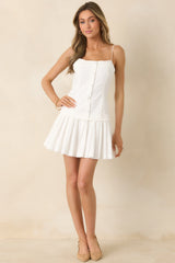 Not Even Trying White Cotton Layered Bodice Mini Dress