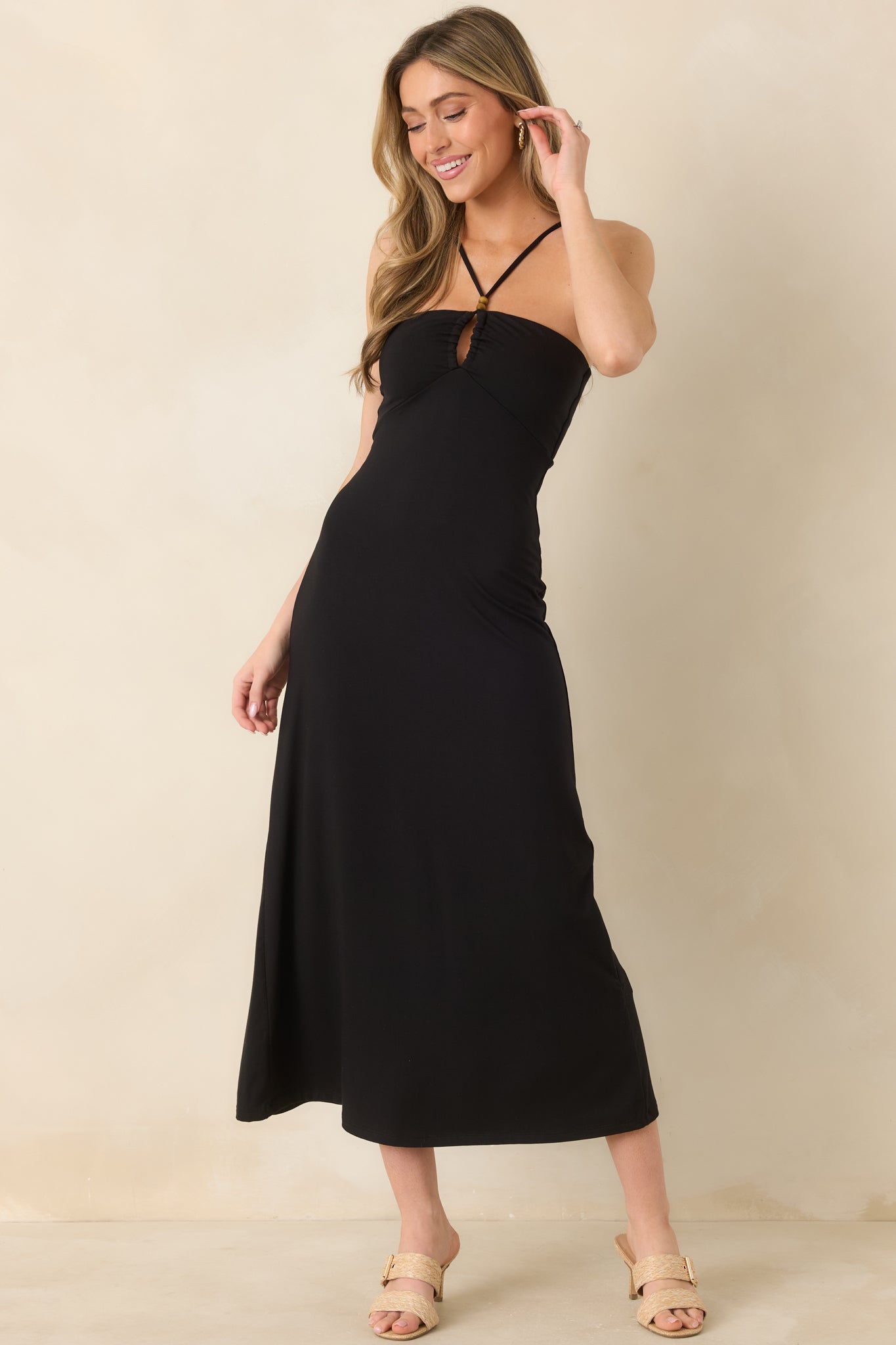 Z Supply Black Astoria Halter Maxi Dress