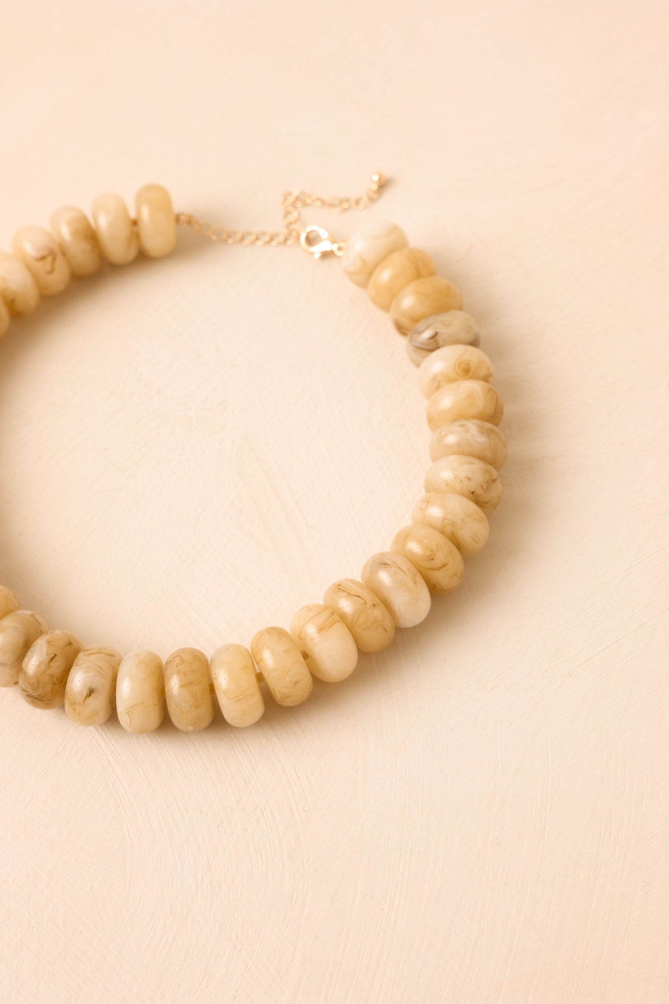 Natural Wonder Beige Marbled Bead Statement Necklace