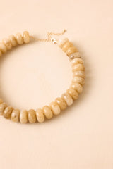 Natural Wonder Beige Marbled Bead Statement Necklace