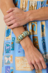 A Hint of Glow Mint Green & Gold Beaded Statement Bracelet