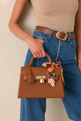 Same Time Tomorrow Brown Faux Leather Structured Handbag