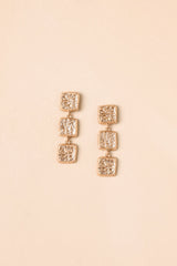 Three of a Kind Gold Textured Drop Earrings