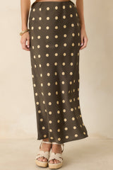Connect the Dots Moss Green Polka Dot Satin Maxi Skirt