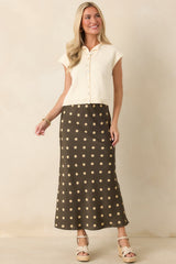 Connect the Dots Moss Green Polka Dot Satin Maxi Skirt
