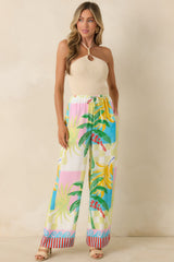 MINKPINK Palmira Multi Vacation Palms Print Drawstring Pants