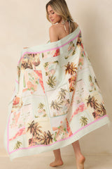 MINKPINK Dolce Multi Vintage Postcard Print Sarong