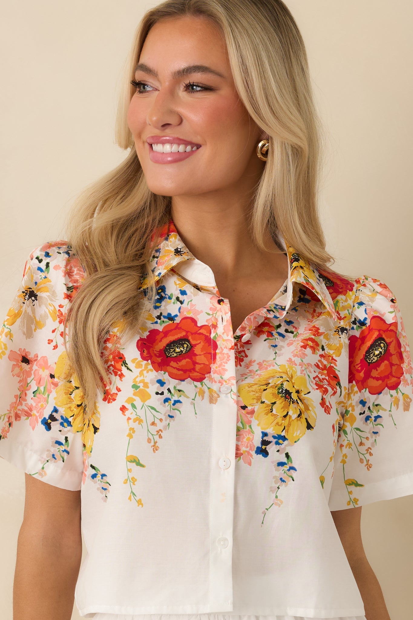 Tomorrow Will Come White Multi Cotton Floral Top