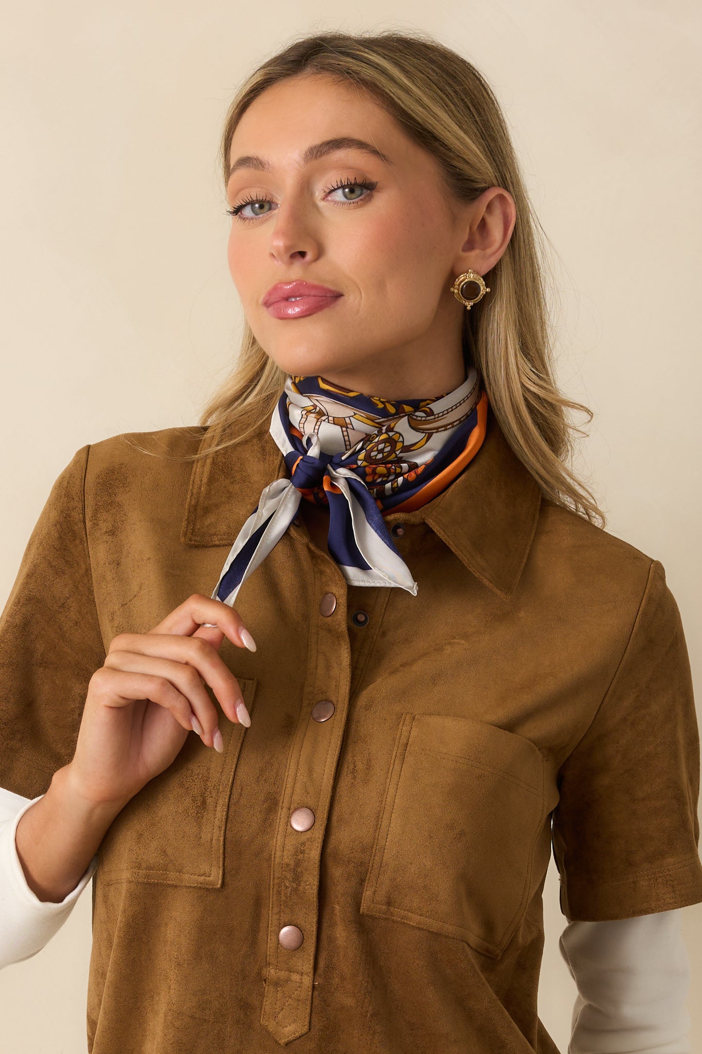 That's How It Goes Navy Multi Equestrian Print Satin Scarf